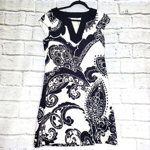 Kate Spade Heleen Paisley Shift Dress Blacka white size 8 Sleeveless